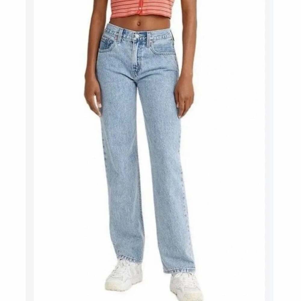 Levi’s Low Pro Straight Jeans Womens 29 Light Wash High Rise Raw Hem 100% Cotton
